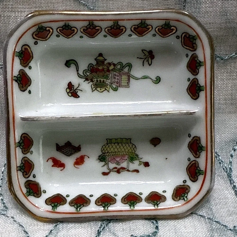 Mazuma China Jingdezhen Porcelain Floral Square Soy Sauce Dish Plate 3
